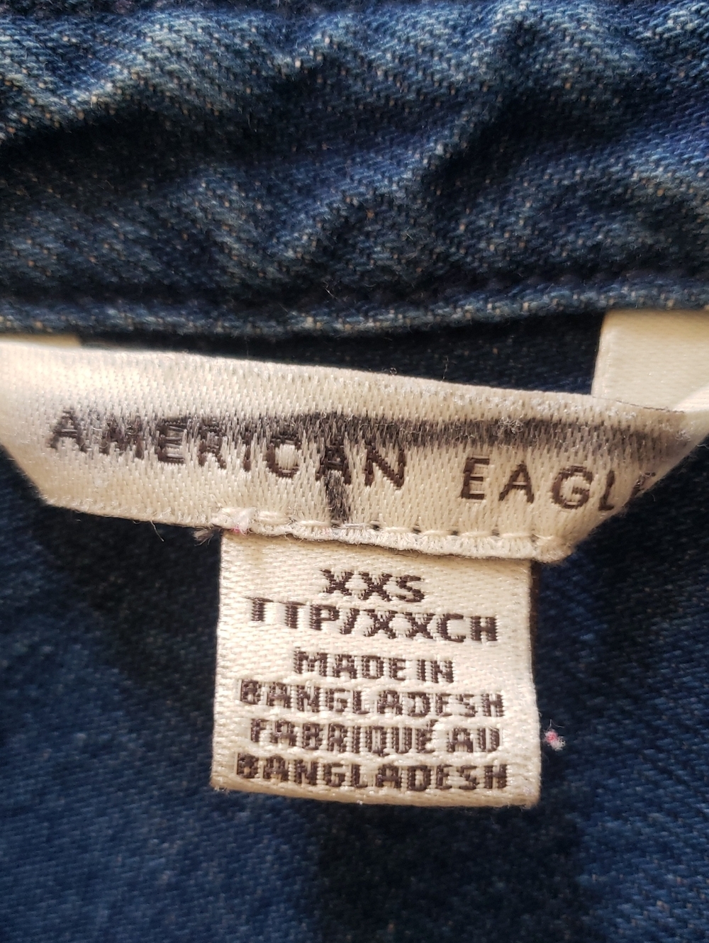 American Eagle Ruffle Denim Western Shirt Medium Wash XXS - Picture 11 of 15